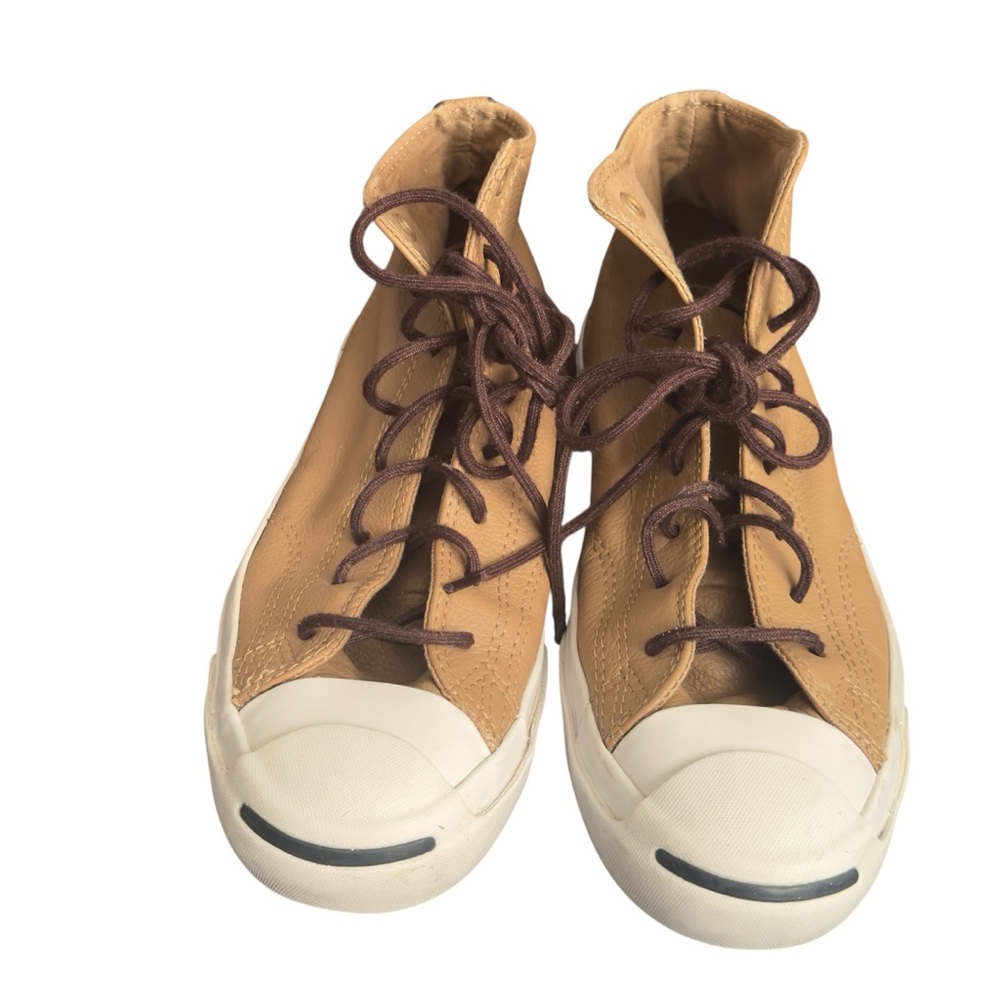 Converse Jack Purcell high-top sneakers in brown leather.‎ Men’s 10 Women’s 11.5